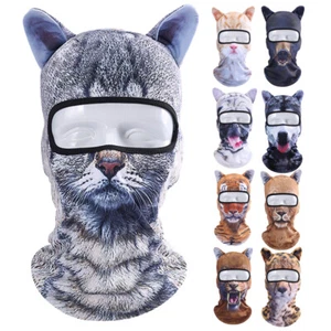 Halloween Cat / Dog Full Face Mask Animal Costumes Full Head Mask Balaclava Hats - Picture 1 of 47