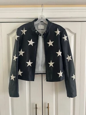Sandro Chaqueta Abrigo Cuero Motivo Estrella Azul Marino y Blanco 2/M Foto 1 de 4