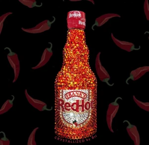 Bling Any Bottle AUSTRIAN CRYSTAL Frank's RedHot Sauce 12oz Custom Bedazzled Art - Picture 1 of 5