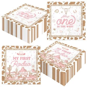 Cowgirl Napkins for Rodeo Baby Shower Western Party Supplies Pink 40 Pcs - Picture 1 of 6
