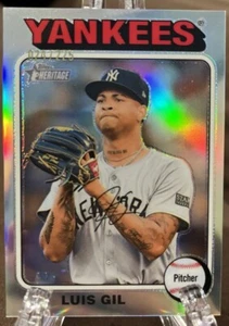 2024 Topps Heritage High Chrome Silver Refractor /225 #601 Luis Gil, Yankees - Picture 1 of 3