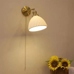 Vintage Textured Glass Shade Wall Light Minimalist Single Head Lamp for Bedside - Picture 1 of 13