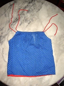 Mädchen Spaghettiträger Dots Pünktchen Baumwoll Shirt königsblau Bauernstoff - Bild 1 von 4