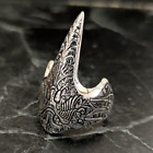 Męski srebrny łucznik kciuk ręcznie robiony pierścionek, srebrny grawerowany pierścionek łucznik, otomana