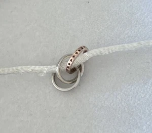CHAMILIA Linked Rings With Crystal Charm 925 Silver - Picture 1 of 1