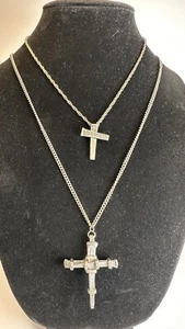 Nail Cross Pendant 2 Necklaces Silver Toned Live To Tell - Picture 1 of 14