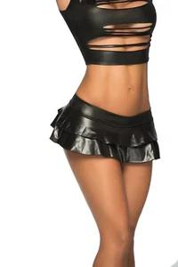 Mapale Double Layered Ruffle Skirt, Wet Black, Small/Medium - 5022 - Picture 1 of 2