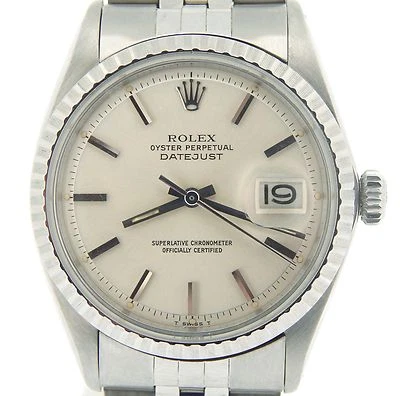 Rolex Datejust Para Hombres 1603 Reloj de Acero Inoxidable Motor-Torneado Bisel Esfera Plateada Foto 1 de 4