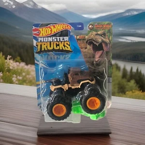 Hot Wheels 1:64 Monster Truck JURASSIC WORLD CAMP CRETACEOUS (Brown) + Crush Car - Picture 1 of 2