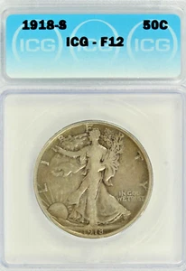 1918-S Walking Liberty Half Dollar : ICG F12 - Picture 1 of 4
