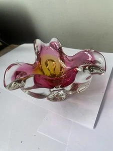 Chřibská #240/5/20 Czech Pink & Orange Glass Bowl by Josef Hospodka - Picture 1 of 10