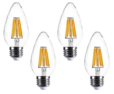E26 Candelabra LED Light Bulb 6W F15 Shape Filament Led Candle Light Vintage ... - Image 1 of 4