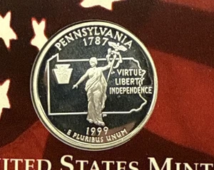 1999-S Pennsylvania Silver Proof State Quarter 90% Silver From Proof Set - Picture 1 of 2
