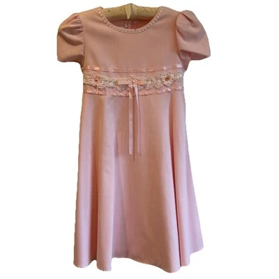 Vintage Bonnie Jean Victorian Pink Dress Girl’s 6X Wedding Party Special Event - Image 1 of 4