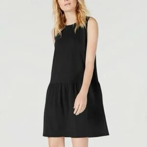 EILEEN FISHER Black Sleeveless Ruffle Hem Tencel Stretch Knit Dress Sz XS - Picture 1 of 7