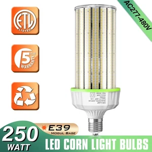 480V 250W LED Corn Cob Light Bulb,E39 Mogul Base 37,500LM (Eqv.1200W MH/HPS/HID) - Picture 1 of 15