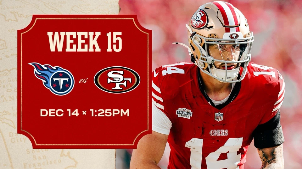 1st Row!!! San Francisco 49ers vs. Tennessee Titans- December 14, 2025 - Image 1 of 4