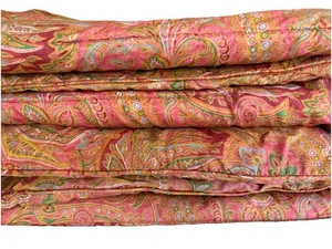 Vintage Ralph Lauren Village Mews Pink Paisley King Comforter Sateen Italy RARE - Picture 1 of 11
