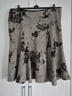 Monsoon (Red Label) Wool Blend Floral  A-line Skirt. Size 22. Black/Grey. VGC. - Image 1 of 4
