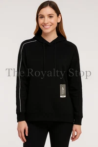 Chaqueta Pullover BCG Negra con Capucha Talla M Lesoto Blanco Ribete de Tubería Athleisure Nueva con Etiquetas - Imagen 1 de 8