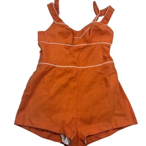 Costume da bagno pagliaccetto unico arancione vintage anni 50/60 pinup USA vedi misure - Foto 1 di 18