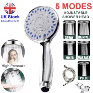 5 Mode Shower Head Bath High Pressure LARGE Chrome Handset Heads Water Saving - Picture 1 of 9