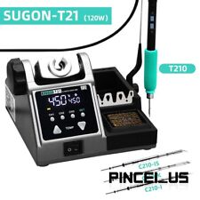 SUGON T21 120W Soldering Iron Station with T210 Handle + 3pcs Soldering Tips pe6