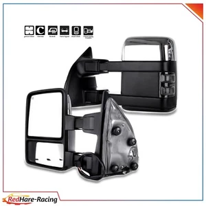 Chrome Mirrors For 08-16 Ford Super Duty Pair Power Heated Turn Signals Towing - Bild 1 von 10