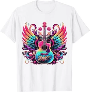 Girl Retro Taylor First Name Personalized Groovy 80's T-Shirt - Picture 1 of 5