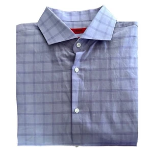HUGO BOSS Men’s Dress Shirt 17 (34/35) Lavender Plaid Sharp Fit Long Sleeves - Picture 1 of 5