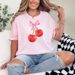 Cherry Bow Graphic Tee - Picture 1 of 8