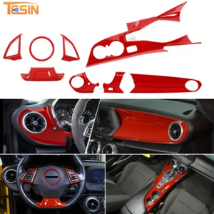 Red Full set Interior Center Console Cover Trim Kits for Chevrolet Camaro 2017+ - Picture 1 of 11
