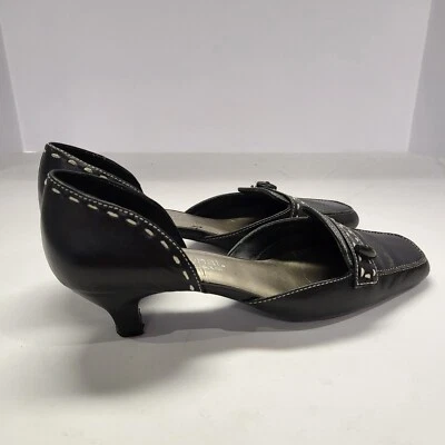 Aerosoles What's What Womens Heeled Shoe Pump Sz 8 Black Square Toe Open Sides - Image 1 of 4