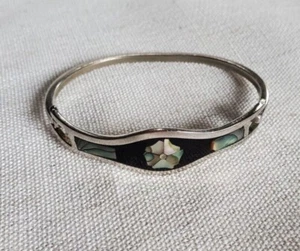 Vintage MEXICO STERLING SILVER PAKULA SHELL FLOWER SLIDE BRACELET - Picture 1 of 6