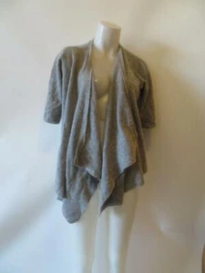 WOMENS BLOOMINGDALES GREY CASHMERE SHORT SLEEVE ASYMMETRIC CARDIGAN SWEATER M * - Picture 1 of 4