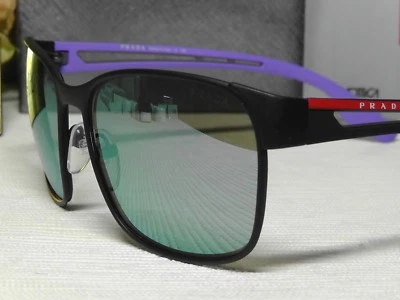 PRADA SPS 52T DG0 Square Black Frame Grey Mirrored Lens Sunglasses 59 17 140*NIB - Image 1 of 4