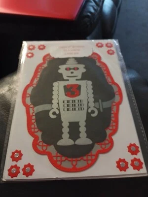 Robot 3rd Birthday Card For Little Boy New Handmade - Image 1 of 3