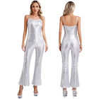 Womens Jumpsuit Sexy Pants Sleeveless Rompers Fit Bodysuit Sparkly Straps Slip