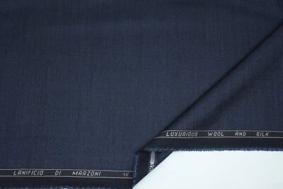 Lanificio di Marzoni Luxurious wool and silk suiting fabric made in Italy blue - Image 1 of 4