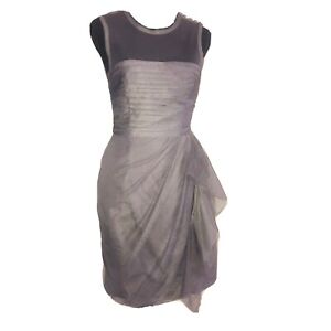 Vera Wang Taupe Brown Bobbin Net Illusion Dress Size 2 Bust 34 Lined Cocktail