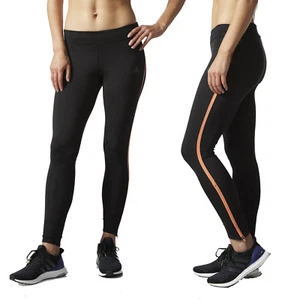 adidas Womens Response Long Gym Leggings Tight Running Sports Pants Black - Picture 1 of 5
