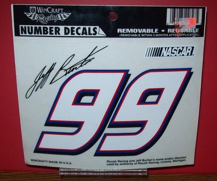 JEFF BURTON #99 NÚMERO WINCRAFT 5X6 ULTRA CALCOMANÍA HOJA ADHESIVA Foto 1 de 1