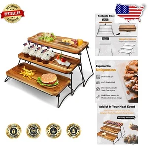 Eco-Friendly 3-Tier Acacia Wooden Serving Tray for Elegant Dessert Displays - Picture 1 of 9