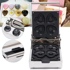 4 Stück Mini Donut Maker Kommerzielle Elektrische Waffelmaschine Herzform Waffeleisen - Bild 1 von 12