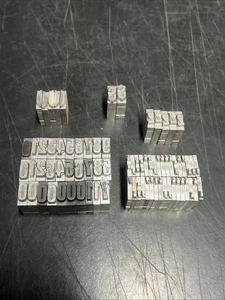 Vintage Lead Movable Type Numbers Symbols Letters For Letterpress Printing 76 Pc - Picture 1 of 16