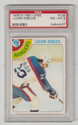 1978 O-Pee-Chee #136 Lucien DeBlois RC PSA 8 - Image 1 of 2