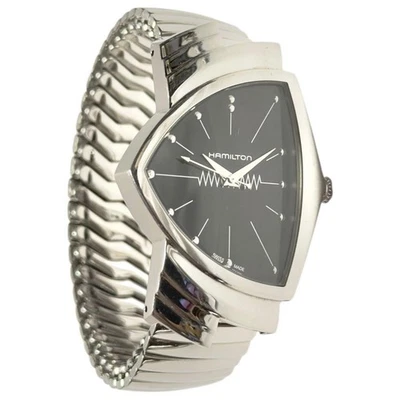 Кварцевые часы Hamilton Ventura H244112 с серебряным ремешком унисекс винтажные б/у - Изображение 1 из 4