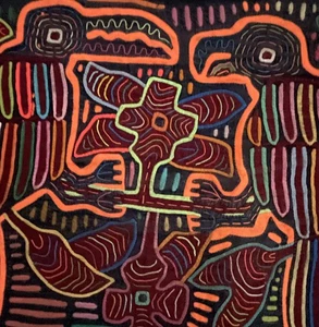 Vintage Kuna Mola Panama Volkskunst Textil, handgenähte Applikation, 17,25"x11,75" - Bild 1 von 7