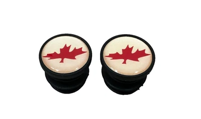 New Rocky Mountain Handlebar Plugs White Red Maple Leaf Custom Grip End Bar End - Image 1 of 2