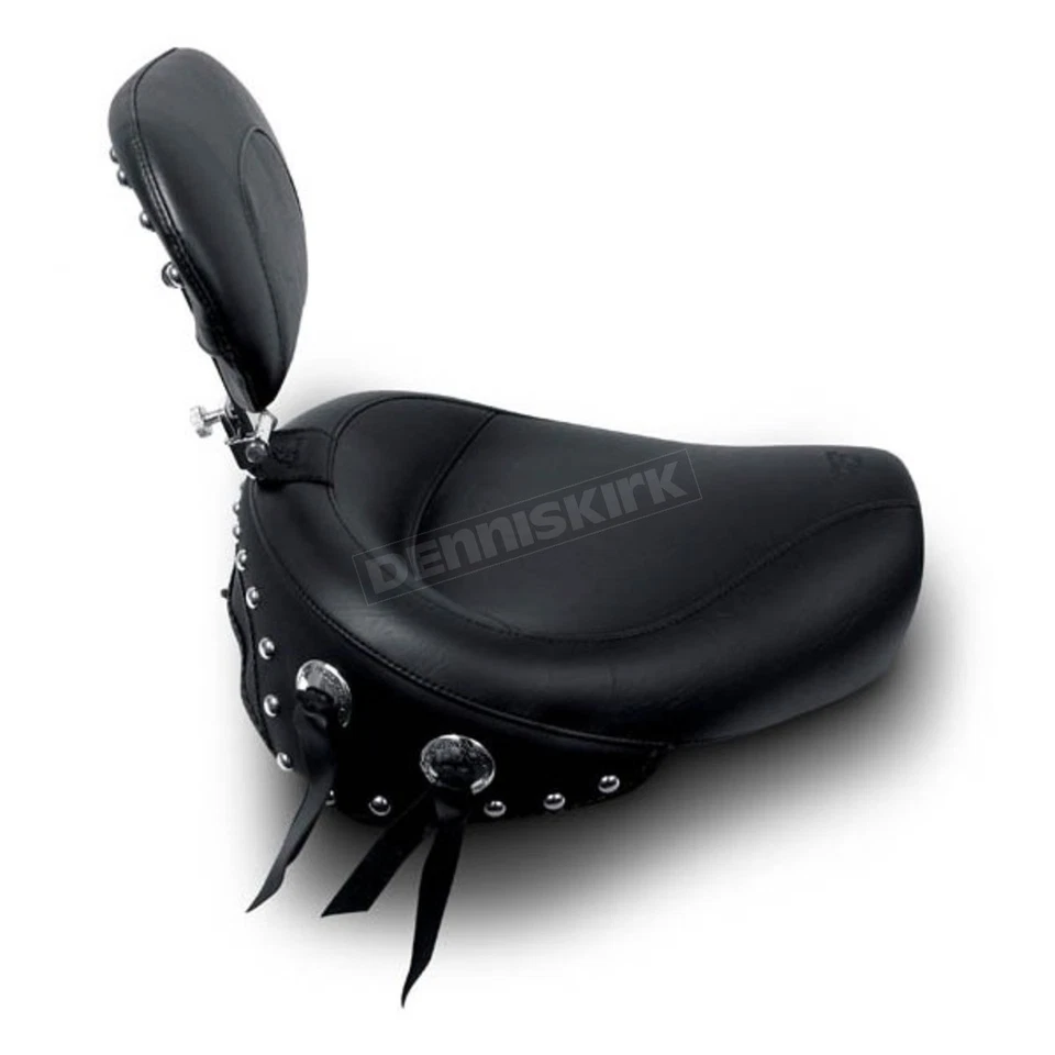 Asientos Mustang negros tachonados ancho touring solo asiento con respaldo para conductor - 79106 Foto 1 de 1